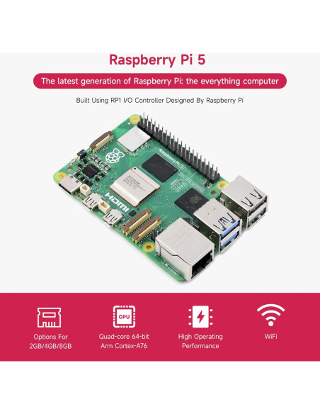 Kit AI Waveshare para Raspberry Pi 5 - Cámara, HAT, 64GB
