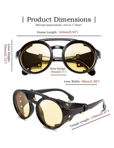 Gafas de Sol Steampunk FEISEDY Retro Lentes UV400 Amarillo