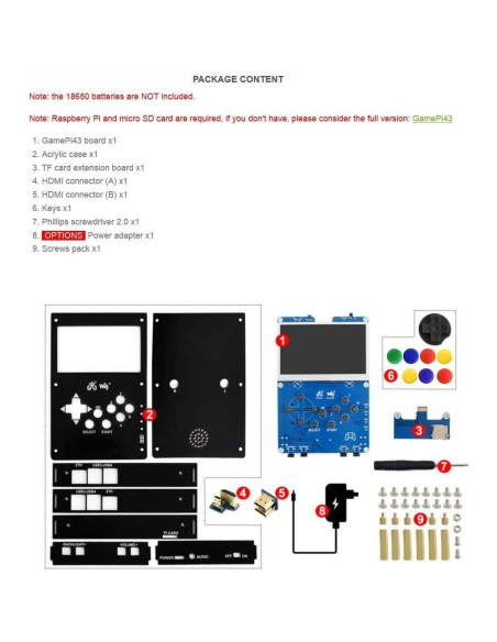 Kit Accesorios GamePi43 para Consola Retro Portátil 4.3"