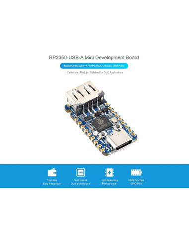 Placa de Desarrollo Mini USB Waveshare RP2350 - 150MHz, 2MB Flash