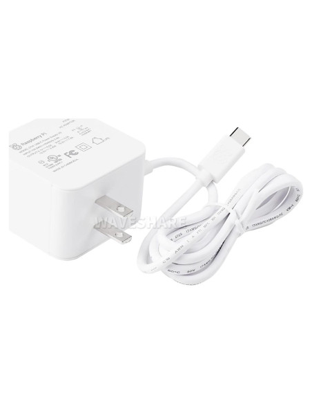 Fuente de Alimentación Oficial 27W USB Tipo-C Raspberry Pi 5 Blanca