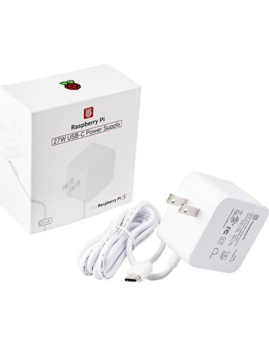 Fuente de Alimentación Oficial 27W USB Tipo-C Raspberry Pi 5 Blanca
