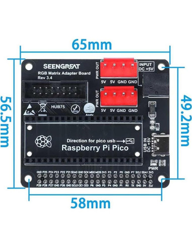 Placa Adaptadora RGB HUB75 LLidgermal para Raspberry Pi y Pico