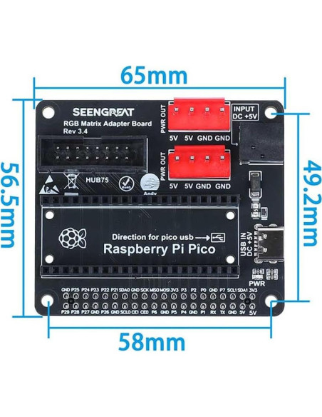 Placa Adaptadora RGB HUB75 LLidgermal para Raspberry Pi y Pico