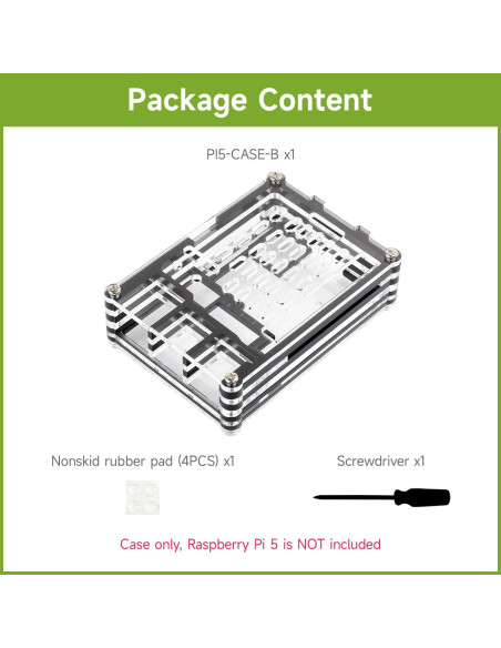 Carcasa Acrílica Transparente y Negra Waveshare para Raspberry Pi 5