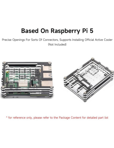 Carcasa Acrílica Transparente y Negra Waveshare para Raspberry Pi 5