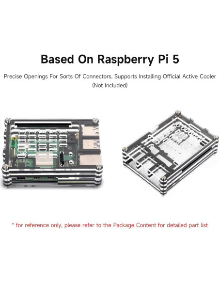 Carcasa Acrílica Transparente y Negra Waveshare para Raspberry Pi 5