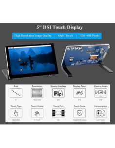 Monitor DSI 5" UeeKKoo Táctil Capacitivo 1024x600 IPS 2