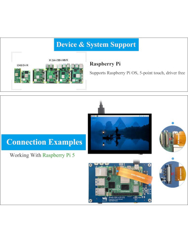 Monitor DSI 5" UeeKKoo Táctil Capacitivo 1024x600 IPS