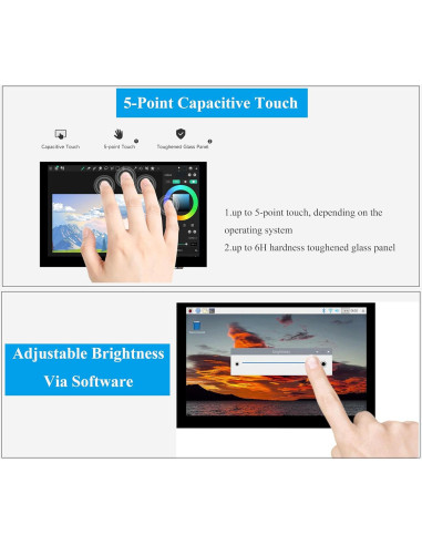 Monitor DSI 5" UeeKKoo Táctil Capacitivo 1024x600 IPS