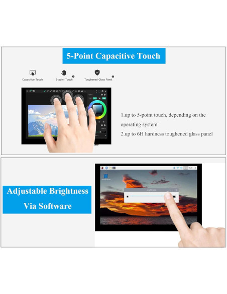 Monitor DSI 5" UeeKKoo Táctil Capacitivo 1024x600 IPS