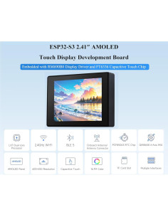 Placa de Desarrollo ESP32-S3 con Pantalla Táctil AMOLED 2.41" 2
