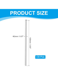 Varilla Metálica Redonda PATIKIL 2mm x 100mm - 30 Pcs Acero al Carbono 2