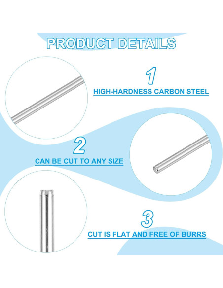 Varilla Metálica Redonda PATIKIL 2mm x 100mm - 30 Pcs Acero al Carbono