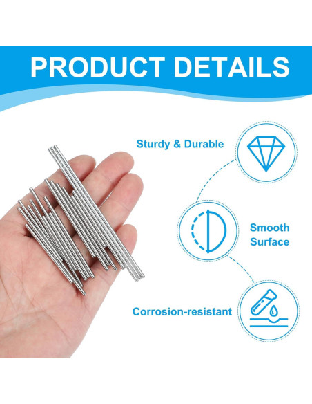 Varilla Metálica Redonda PATIKIL 2mm x 100mm - 30 Pcs Acero al Carbono