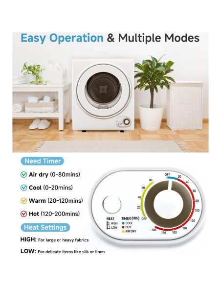 Secadora Portátil Feelfunn ZX-CD-6 850W 1.5 Pies 110V