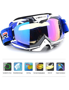 Gafas de Motocross Ubelly Azul Antivaho y Ajustables 2