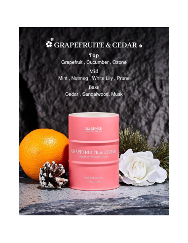 Vela Aromática M&SENSE Pomelo y Cedro 320g - Cera Natural