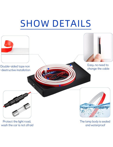 Tira de Luz LED para Coche Hbxdeco 150 cm Impermeable