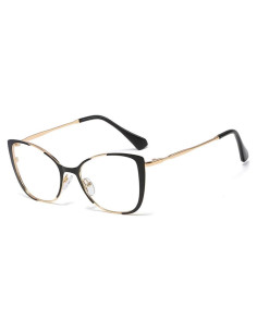 Gafas de Ojo de Gato Kachawoo Retro Metal 52mm Negro Dorado