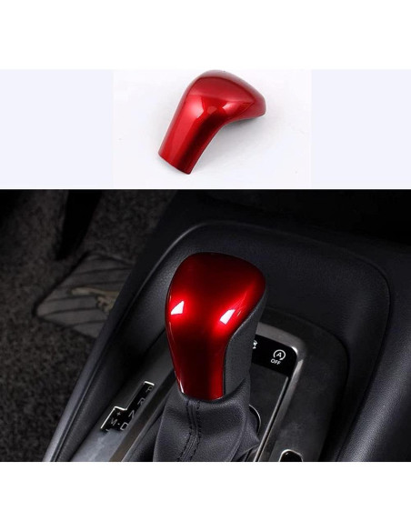 Cubierta de Perilla de Cambio Duole Fibra Carbono Roja Toyota