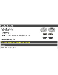 Kit de Freno Delantero Cerámico Toyota Corolla 2009-2019 2