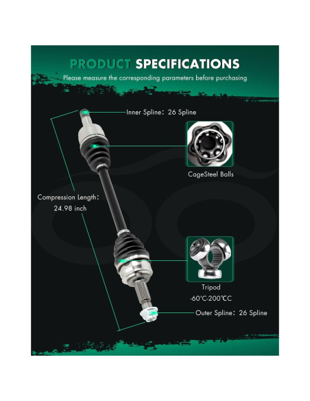 Eje de transmisión CV SCITOO para Scion iA y Toyota Yaris