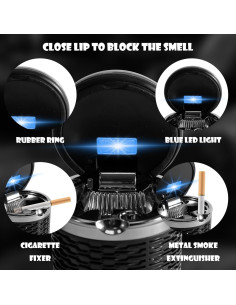 Cenicero de Auto SOLARXIA con Tapa LED Desmontable 2