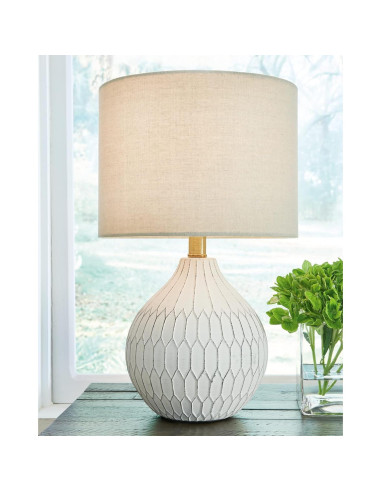 Lámpara de mesa cerámica Ashley 44.45 cm blanca moderna