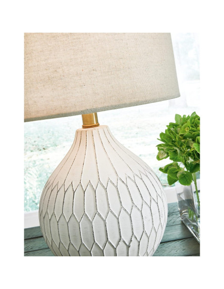 Lámpara de mesa cerámica Ashley 44.45 cm blanca moderna