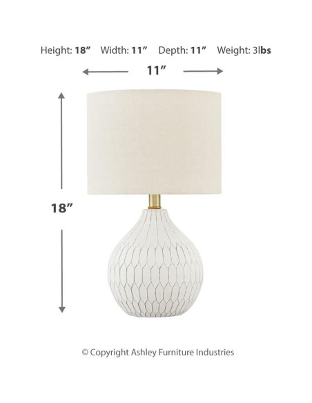 Lámpara de mesa cerámica Ashley 44.45 cm blanca moderna