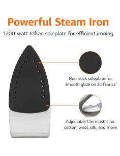 Plancha de Vapor Amazon Basics 1200W Suela Teflón 150ml Gris 2