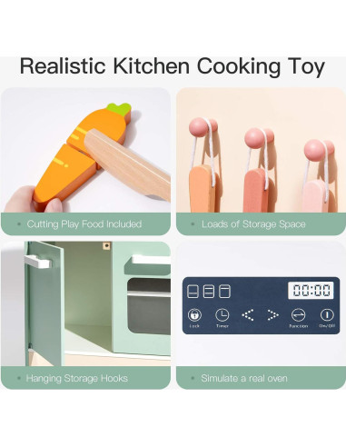 Cocina de Juguete de Madera ROBUD para Niños Verde 9.3 kg