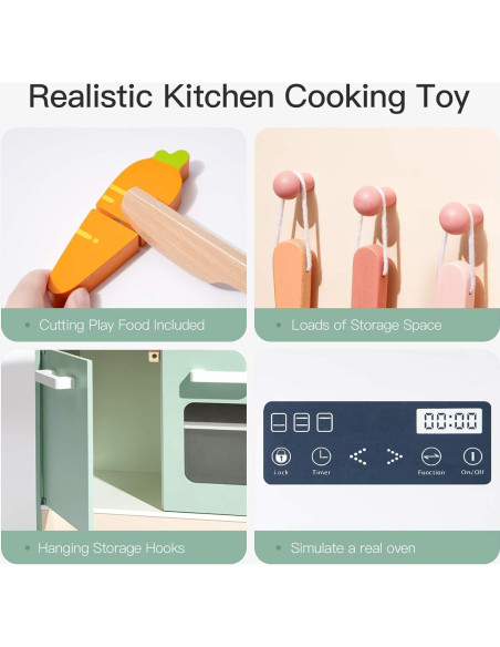 Cocina de Juguete de Madera ROBUD para Niños Verde 9.3 kg