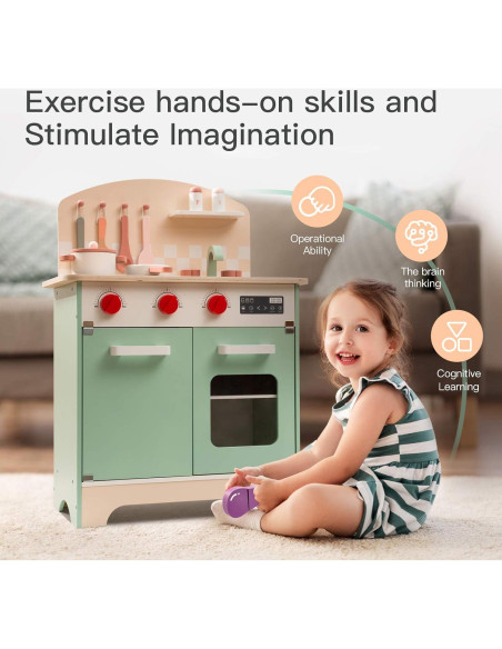 Cocina de Juguete de Madera ROBUD para Niños Verde 9.3 kg