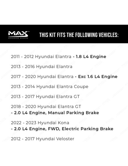 Kit de Frenos Traseros Max Advanced Brakes Hyundai Kia 2011-2023