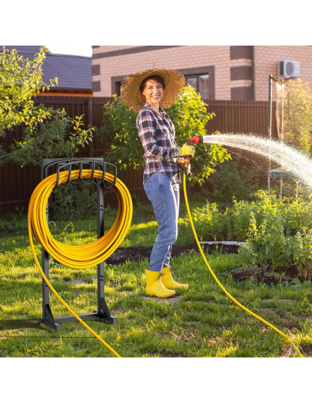 Soporte para Manguera de Jardín Pattiumo 150 pies Metal Amarillo