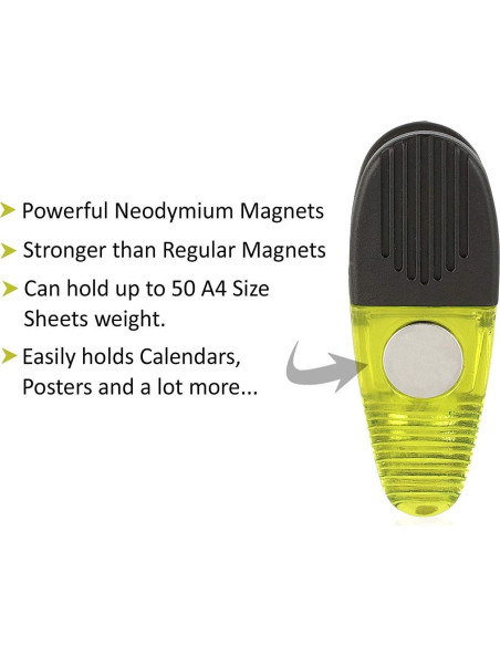Clips Magnéticos de Plástico VIP Home Essentials - 8 Piezas - Verde
