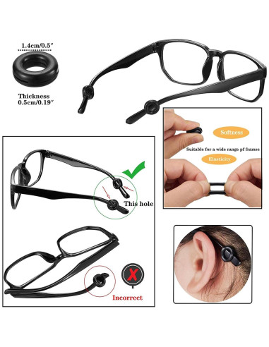 34PCS Sujetadores de Gafas Silicona Antideslizantes AZFVBQL