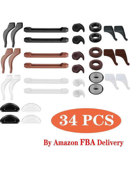 34PCS Sujetadores de Gafas Silicona Antideslizantes AZFVBQL
