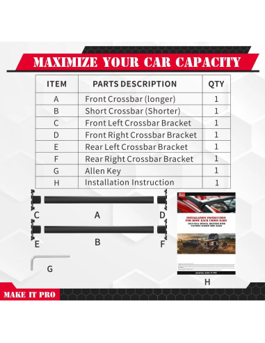 Barras Transversales de Techo KitsPro para Toyota 4Runner 2010-2024