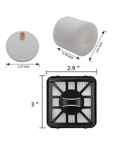 2 Filtros HEPA y 2 Filtros de Espuma Genérico para Shark IQ R101