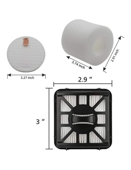 2 Filtros HEPA y 2 Filtros de Espuma Genérico para Shark IQ R101