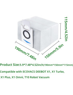 10 Bolsas Desechables para ECOVACS DEEBOT X1 Turbo y T10 2