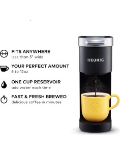 Cafetera K-Mini Keurig Negra 1 Taza 177-355ml Compacta 2