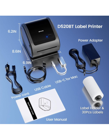 Impresora de Etiquetas Térmicas Omezizy D520BT Bluetooth 4x6