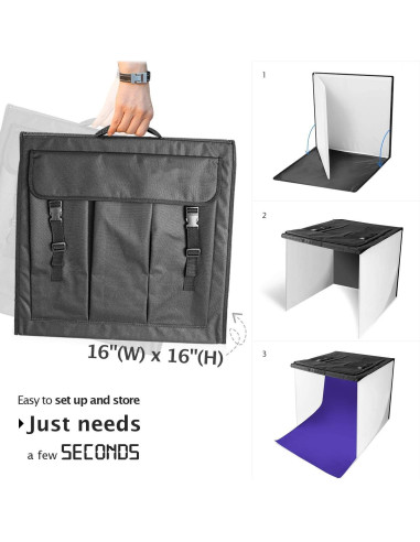 Estudio de Fotografía LimoStudio 16" x 16" con Luz LED