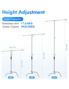 Soporte C Ajustable EMART 2 Paquete 300cm Acero Inoxidable 2