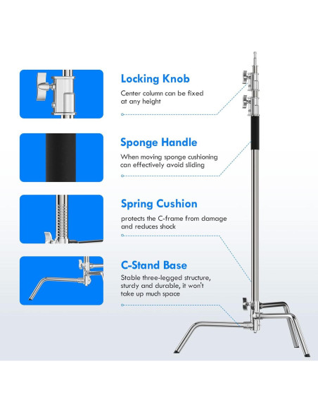 Soporte C Ajustable EMART 2 Paquete 300cm Acero Inoxidable