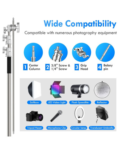 Soporte C Ajustable EMART 2 Paquete 300cm Acero Inoxidable